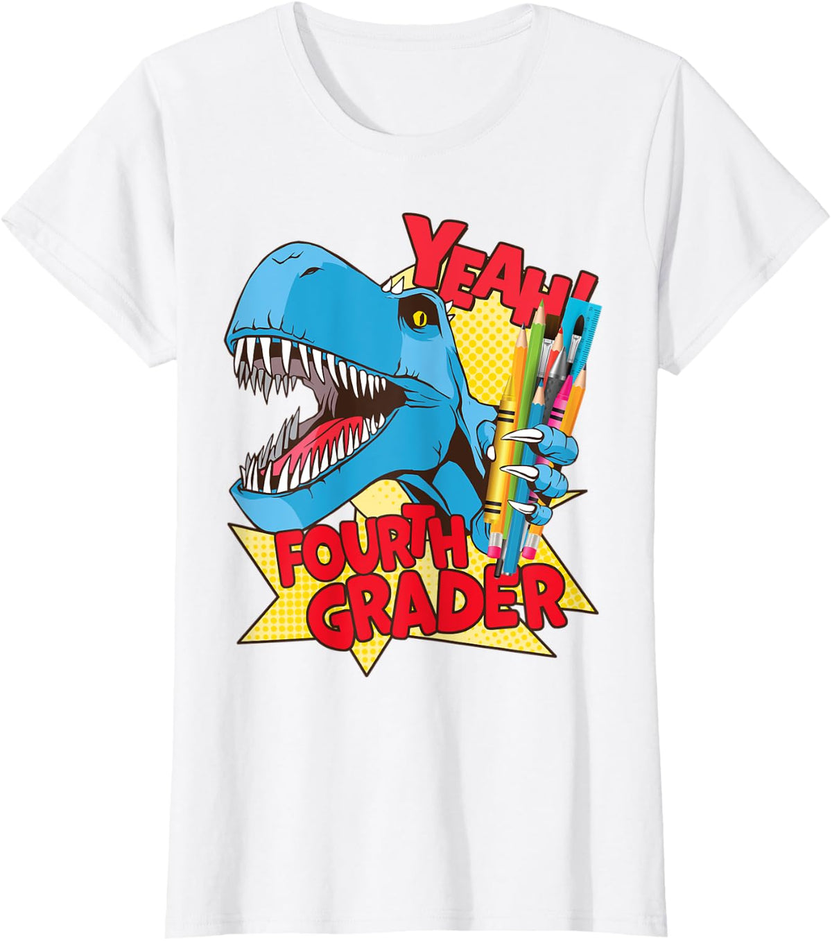 T-Rex Last Day of 3rd Grade First Day of 4th Grade Tee T-Shirt for Kids Boys Girls - White