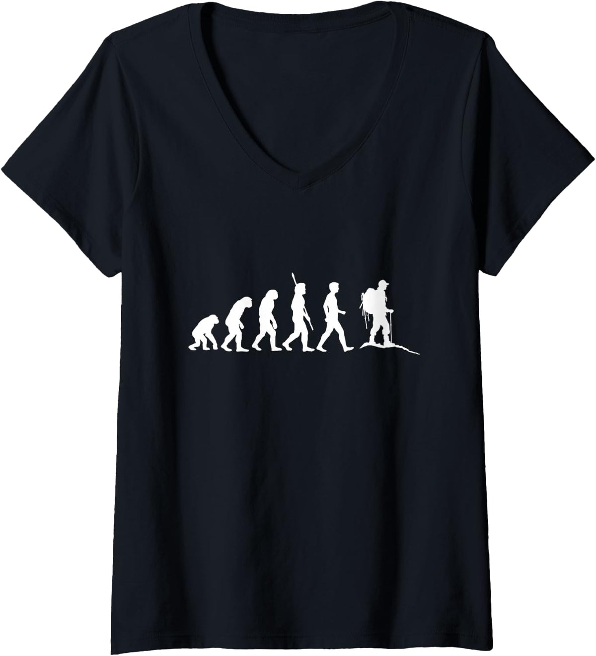 Women's Hiking Evolution Walking Walker Hiker Wandering V-Neck T-Shirt - Black