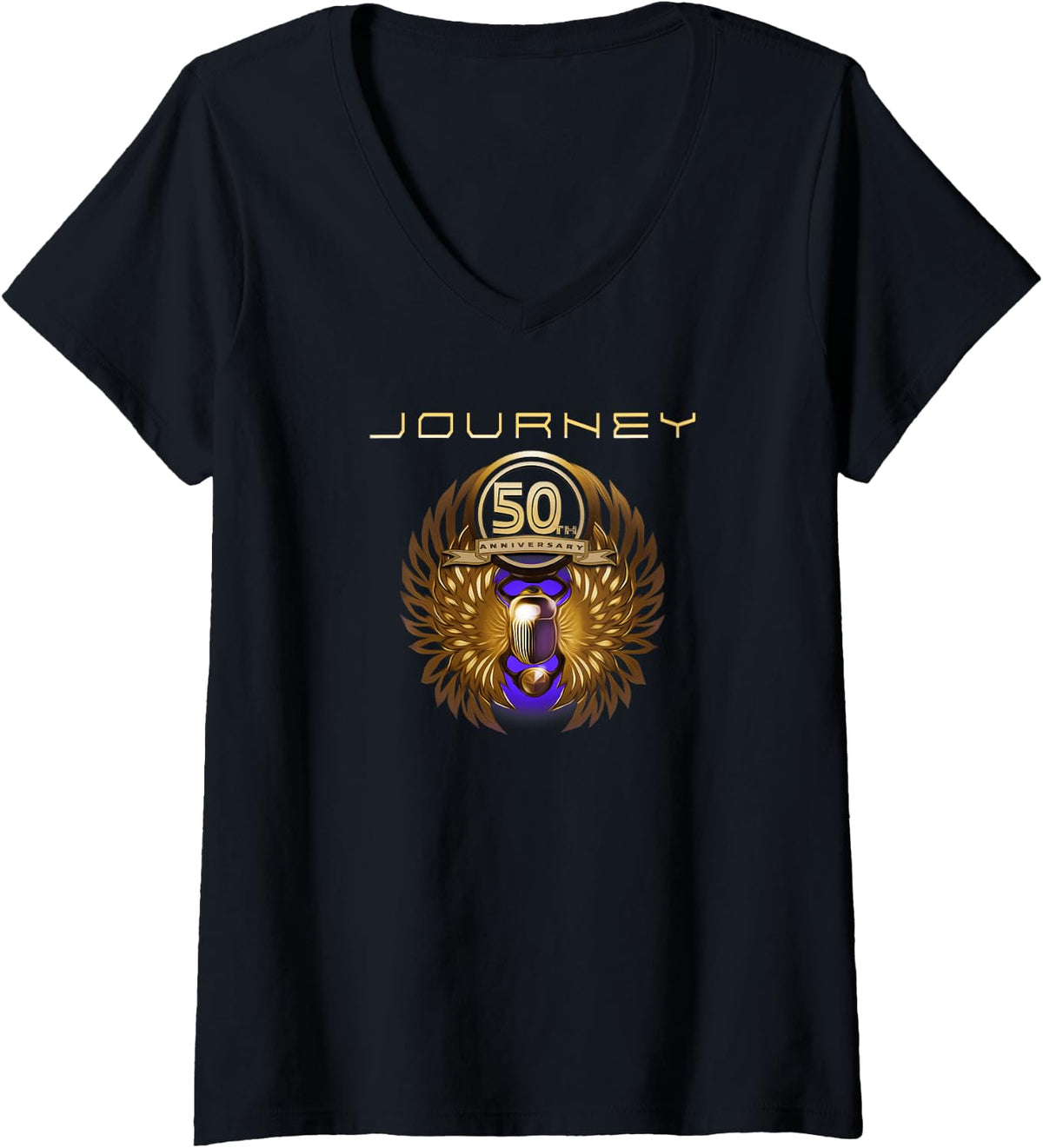Womens Journey 50th Anniversary V-Neck T-Shirt - Black