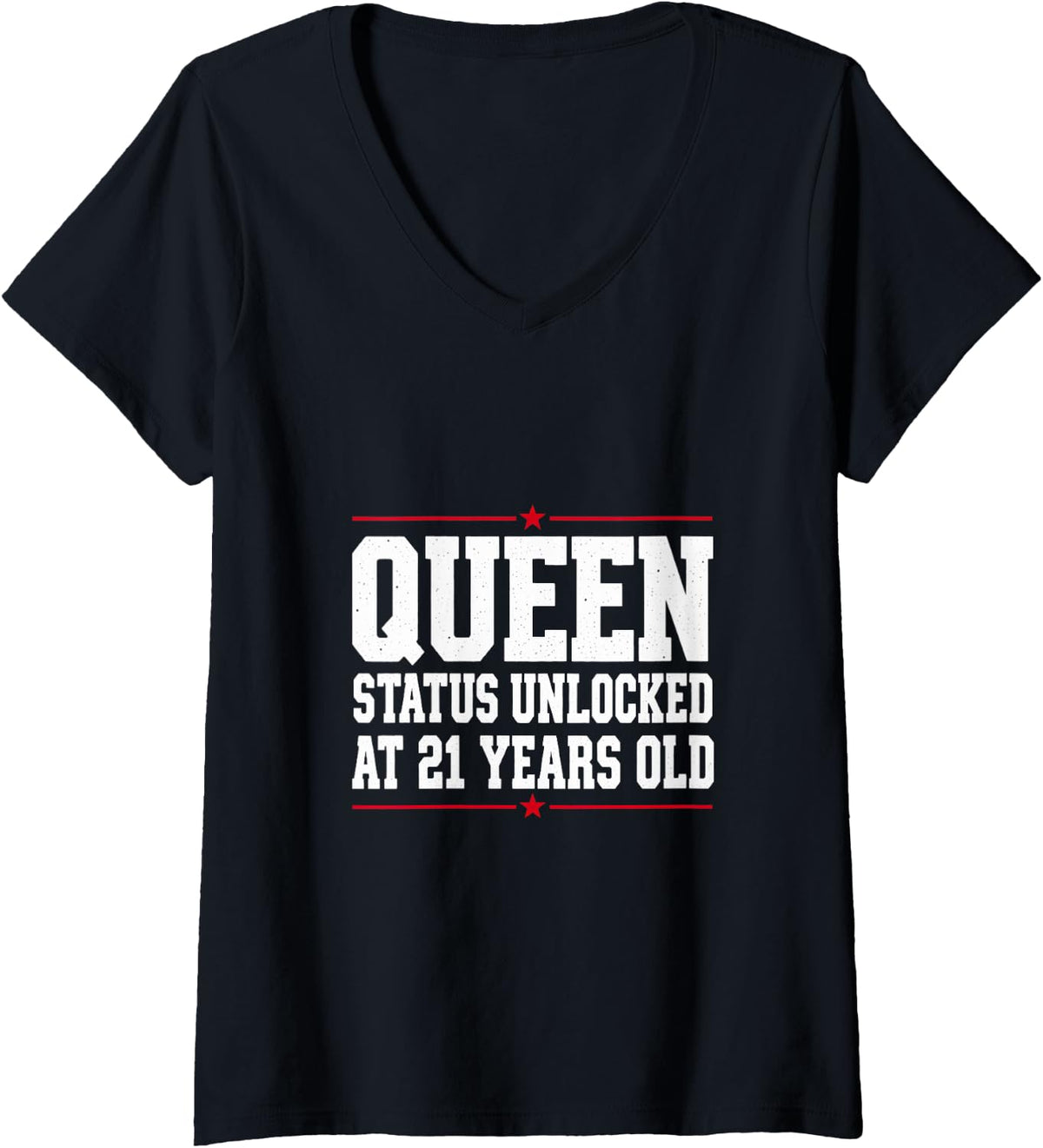 Women's Queen Status Unlocked At 21 Years Old Birthday V-Neck T-Shirt - Black