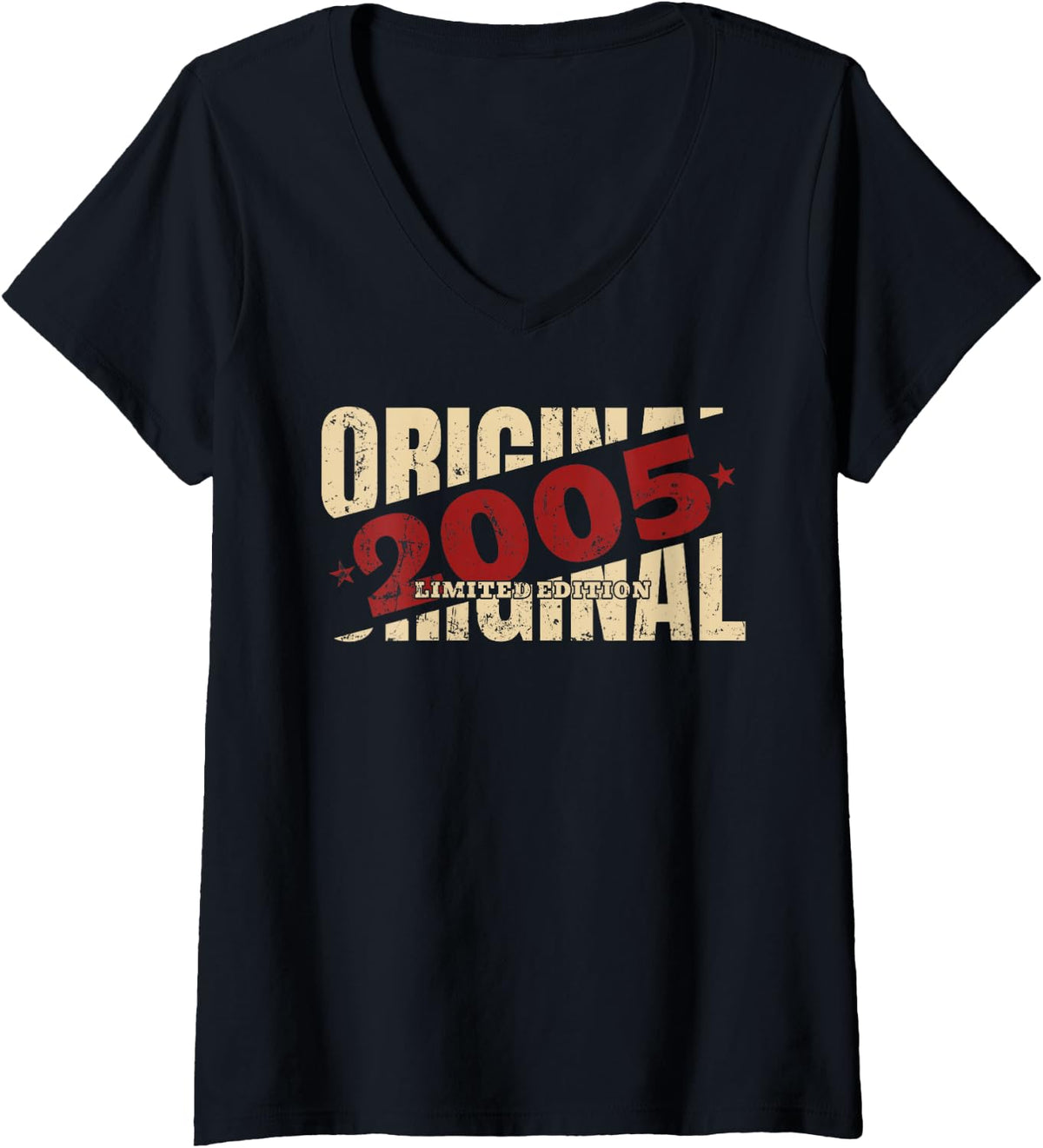 Women's 21st Birthday Gift Man Woman Original Vintage 2005 21 Years V-Neck T-Shirt - Black