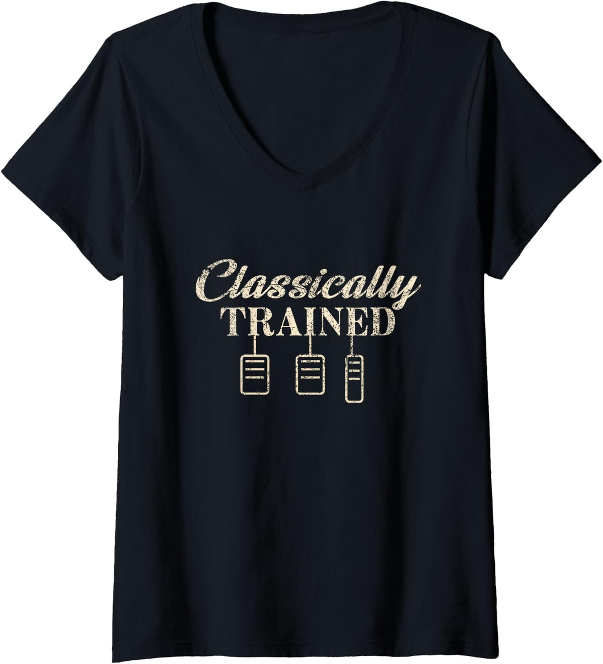 Women's Classically Trained Manual Car Pedals Driving Humor V-Neck T-Shirt - Black