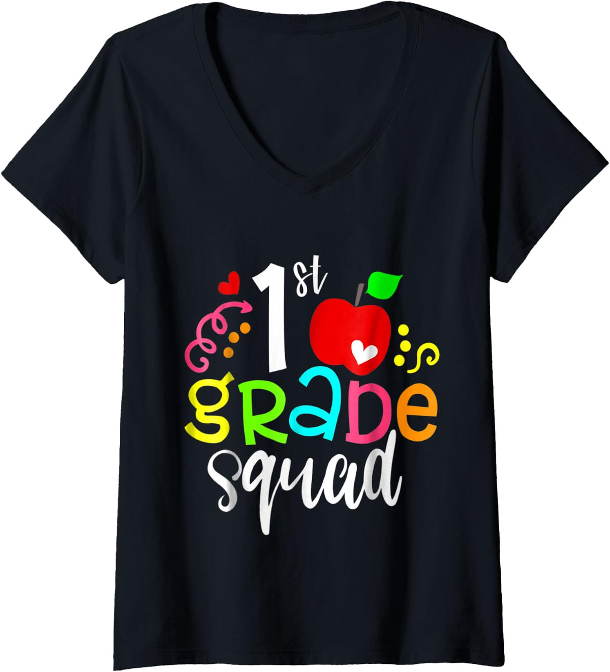 Women's First Grade Squad First Grade to School V-Neck T-Shirt - Black