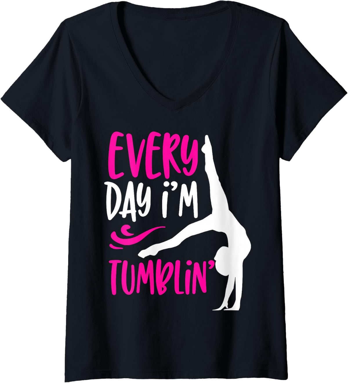 Women's Everyday I'm Tumblin, Tumbling V-Neck T-Shirt - Black