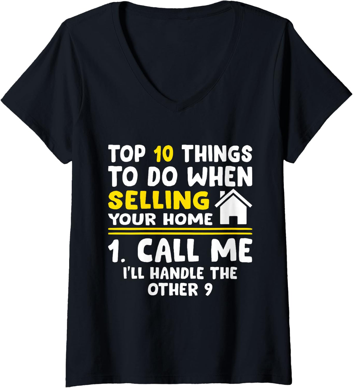 Women's Cool Real Estate Agent Art Men Women Home Realtor Broker V-Neck T-Shirt - Black