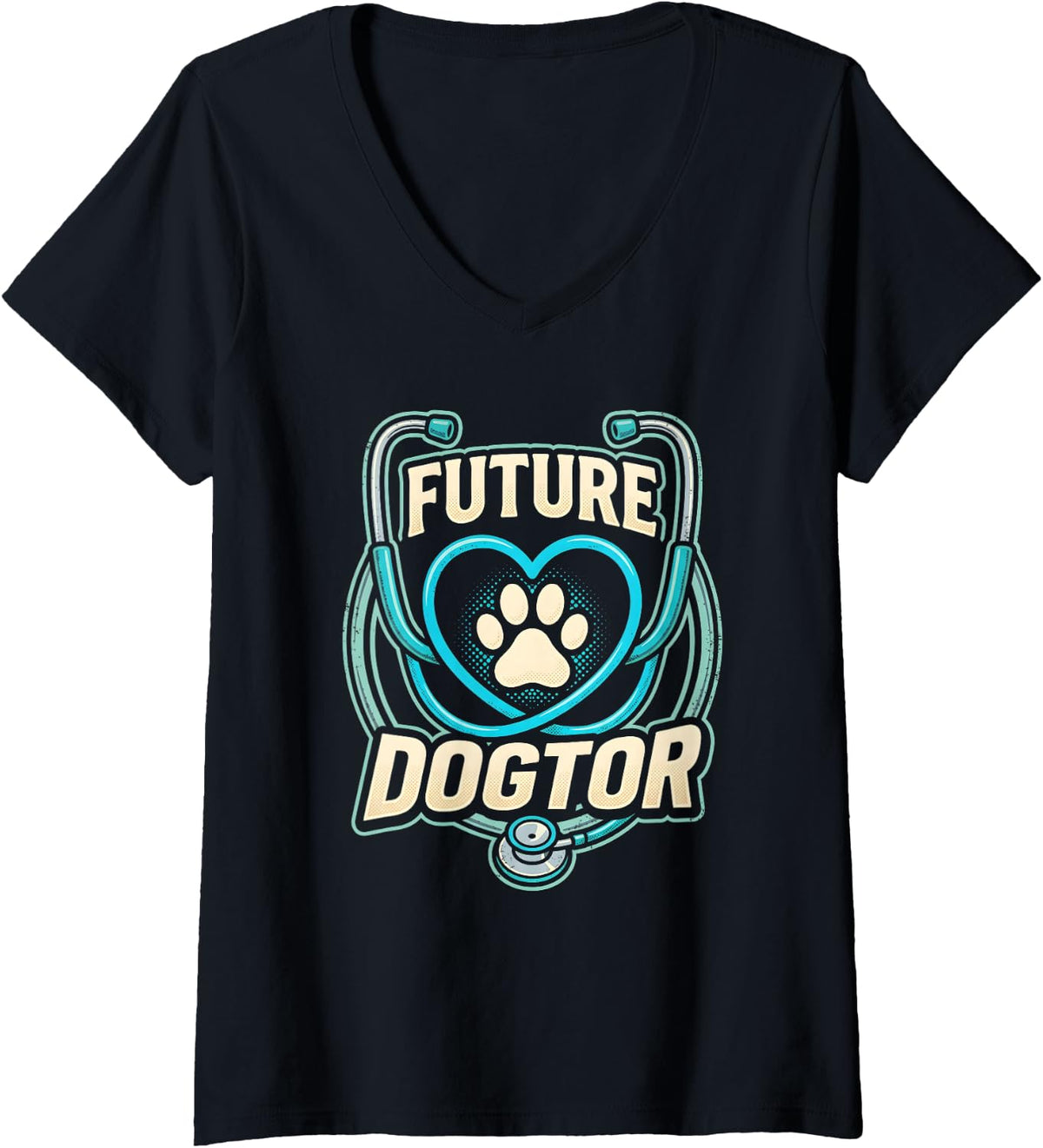 Women's Cute Future Veterinarian Future Vet Future Dogtor V-Neck T-Shirt - Black