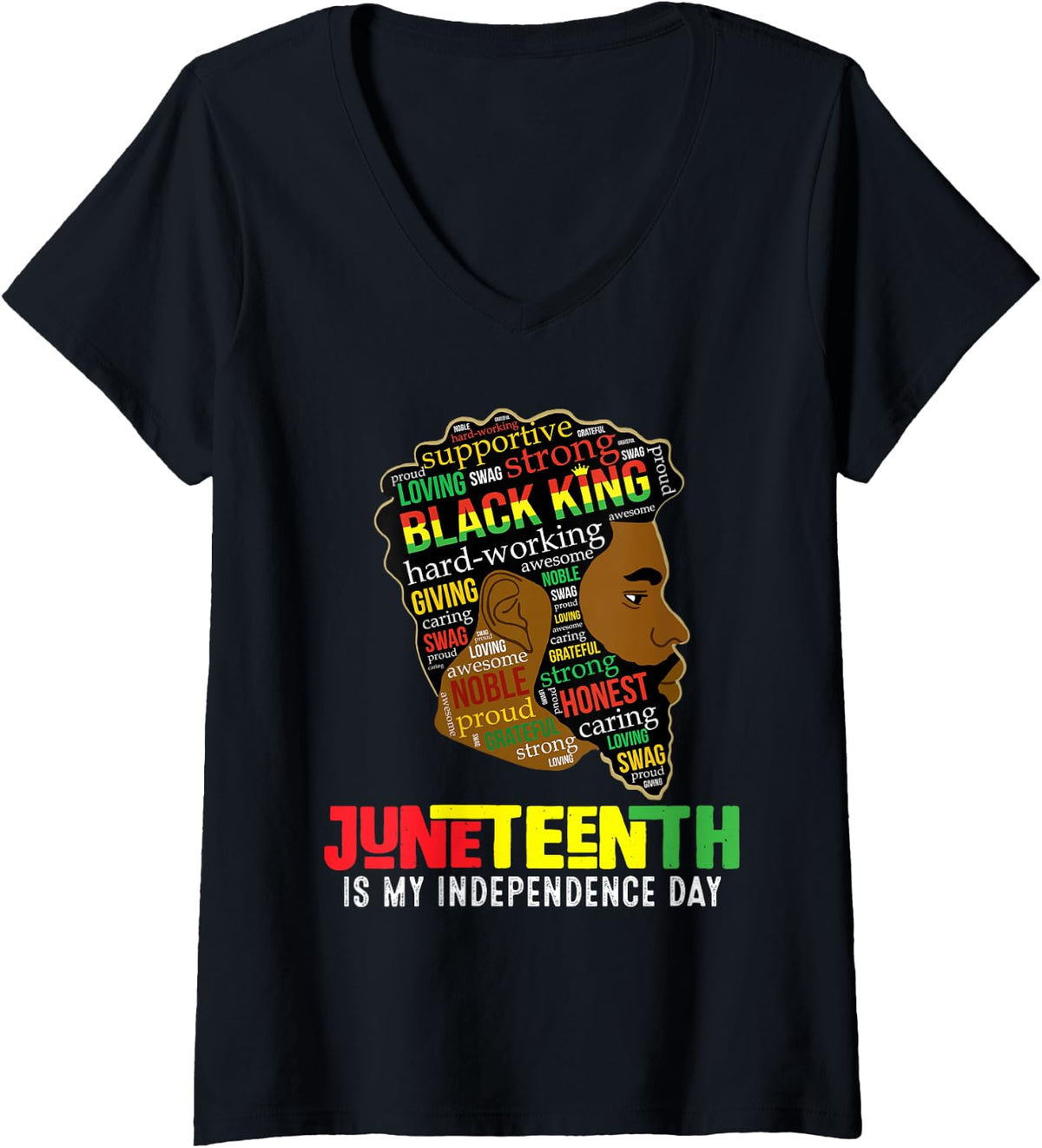 Women's Juneteenth is My Independence Day Black King Fathers Day Men V-Neck T-Shirt - Black