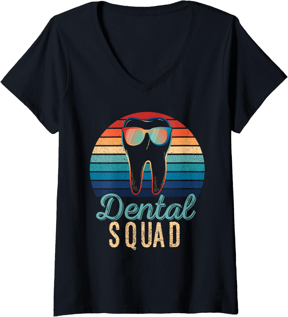 Women's Retro Dental Squad Costume Men Women Vintage Dentist V-Neck T-Shirt - Black