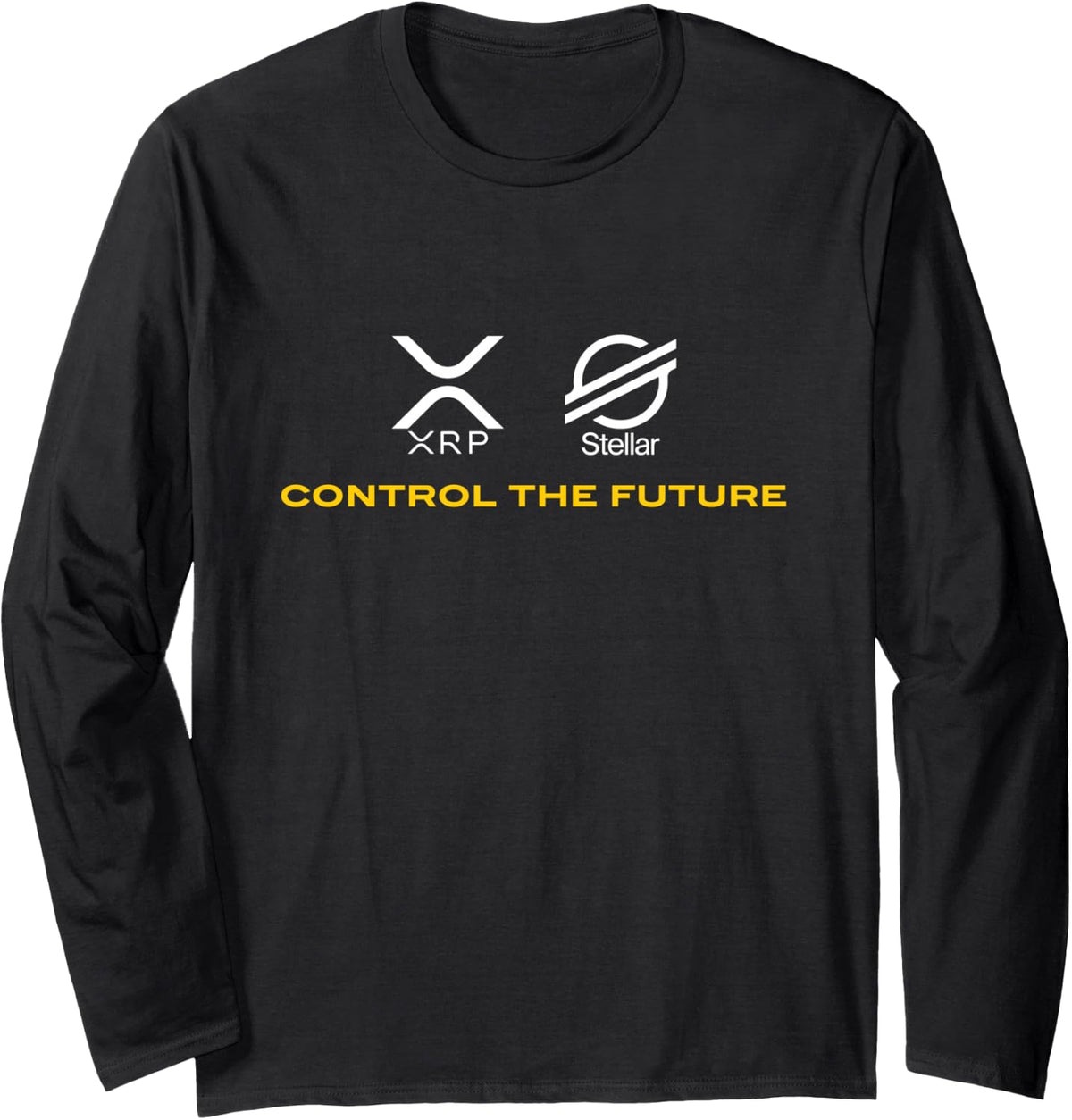 Cryptocurrency t-shirt XRP XLM Coin Control the Future Long Sleeve T-Shirt - Adult Unisex Black