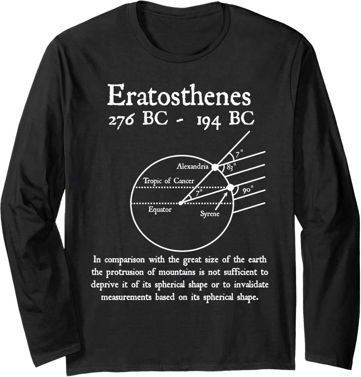 Nerdy Vintage Eratosthenes Mathematics Beauty Math Teacher Long Sleeve T-Shirt - Adult Unisex Black