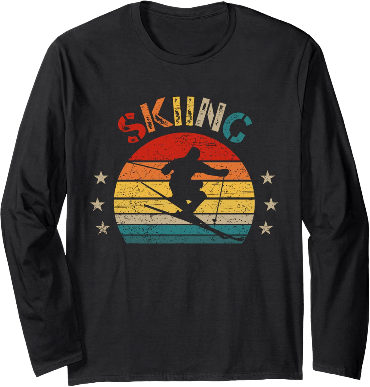 Skiing Winter Sports Skier Sport Long Sleeve T-Shirt - Adult Unisex Black