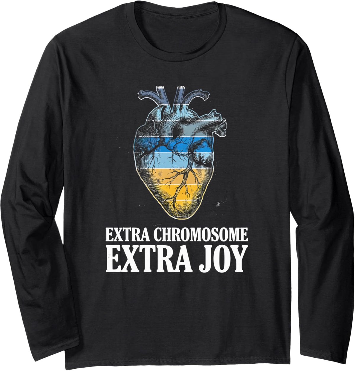 Extra Chromosome Extra Joy - Down Syndrome Awareness Long Sleeve T-Shirt - Adult Unisex Black