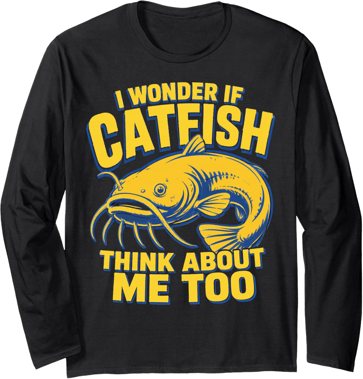 Catfish Angler Vintage Catfish Fishing Long Sleeve T-Shirt - Adult Unisex Black