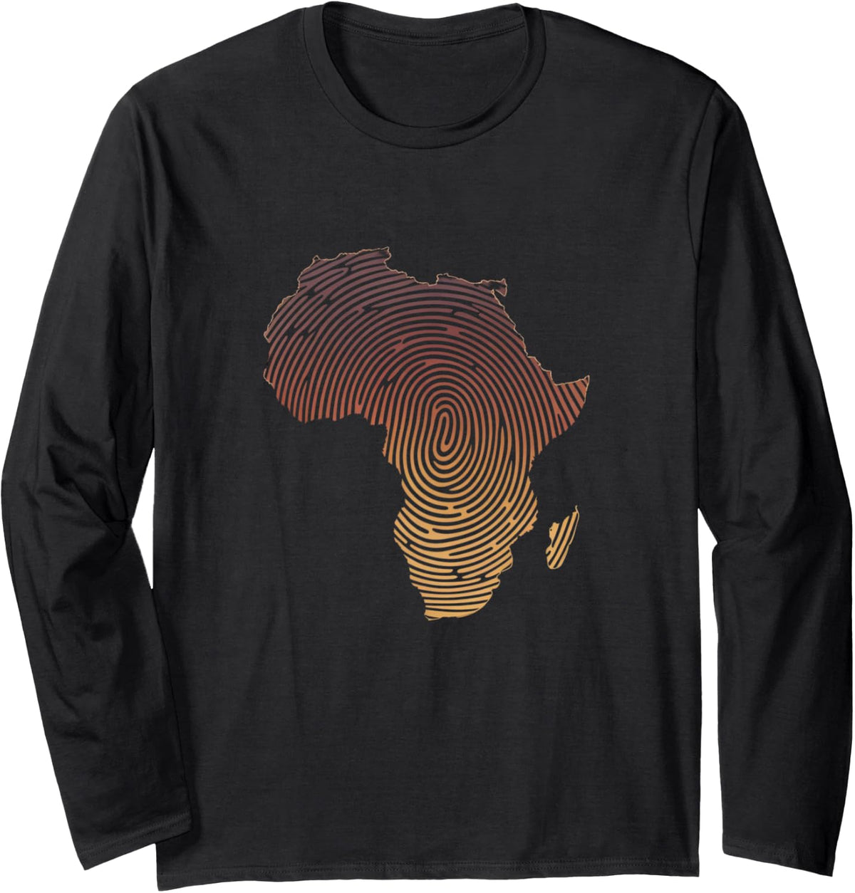 Melanin Shades Africa Map - Africa DNA Fingerprint Long Sleeve T-Shirt - Adult Unisex Black