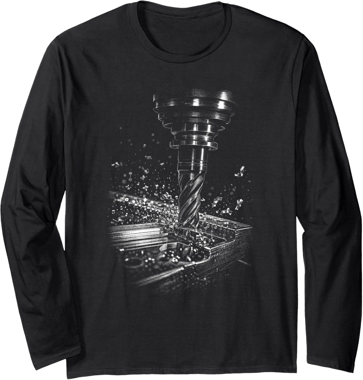 CNC Machining & Precision Machinist Metalworking Workshop Long Sleeve T-Shirt - Adult Unisex Black