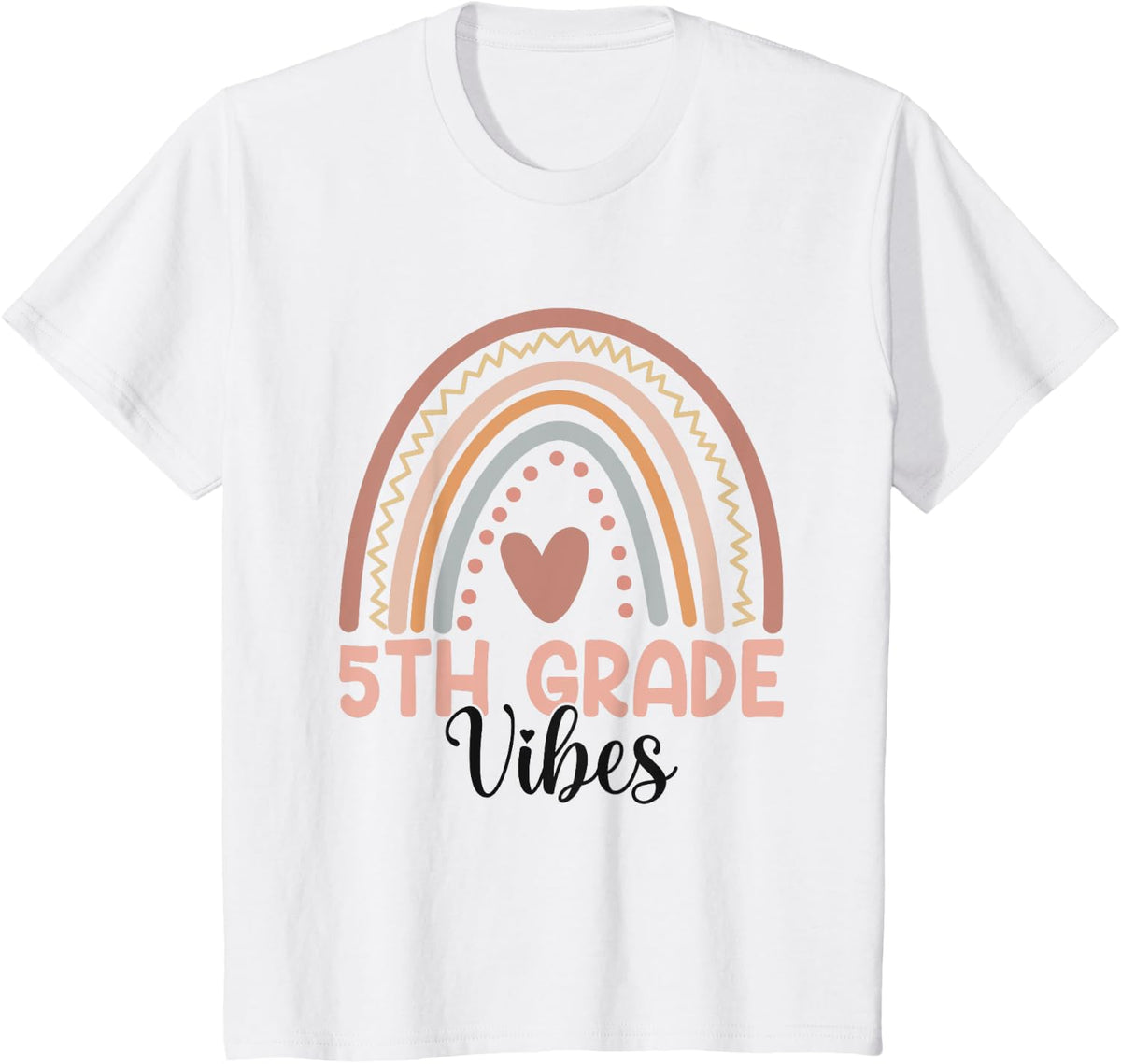 Fifth Grade Vibes Back To School 5th Grade Rainbow Teacher T-Shirt - White