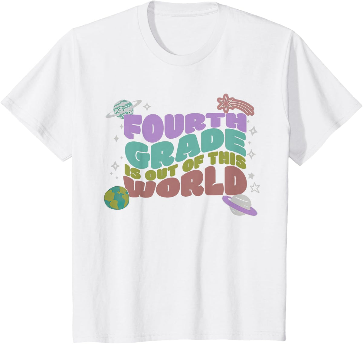 Retro Fourth Grade Is Out of This World's 4th Outer Space T-Shirt - White