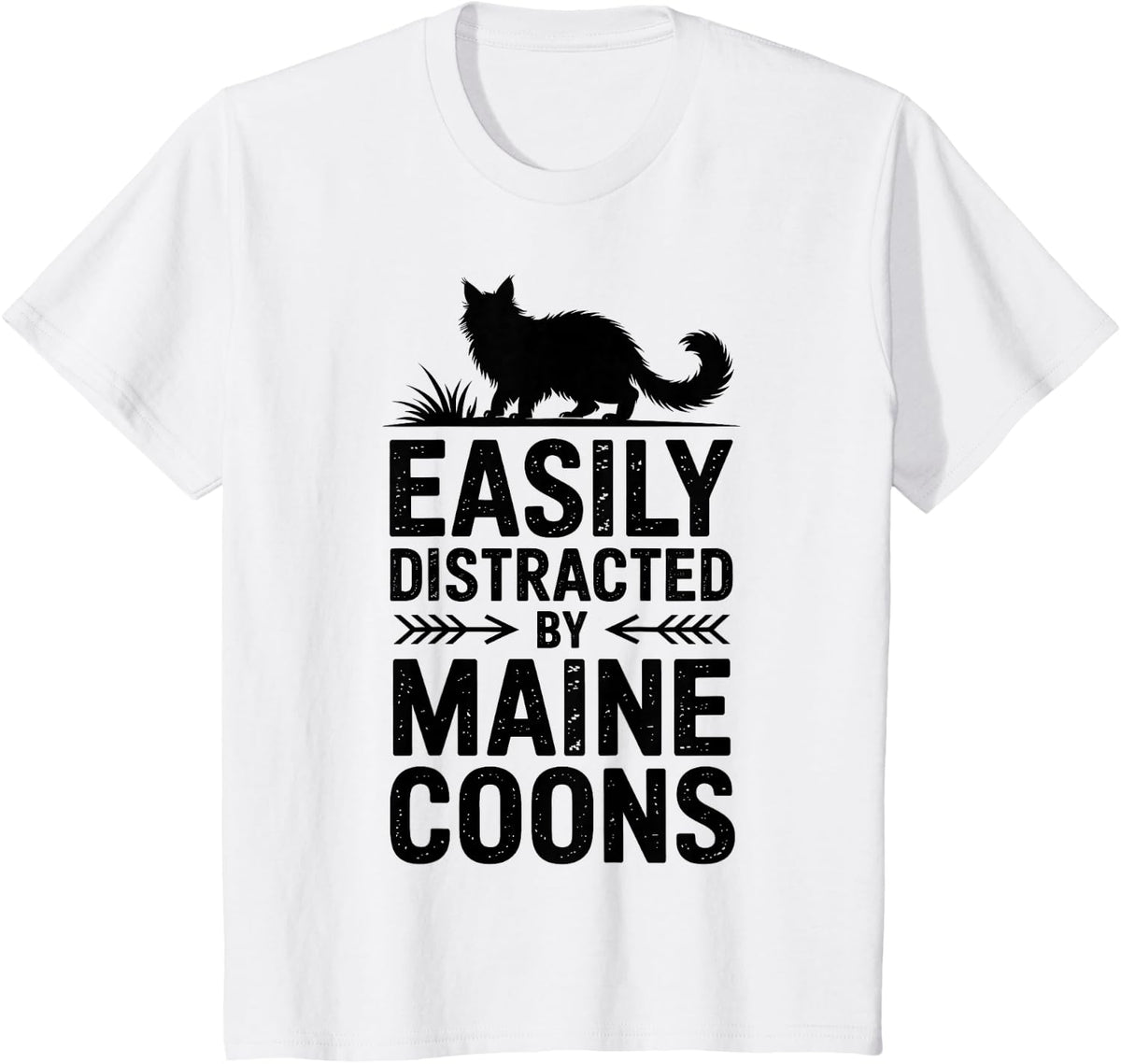 Distracted by Maine Coons Funny Maine Coon T-Shirt - White