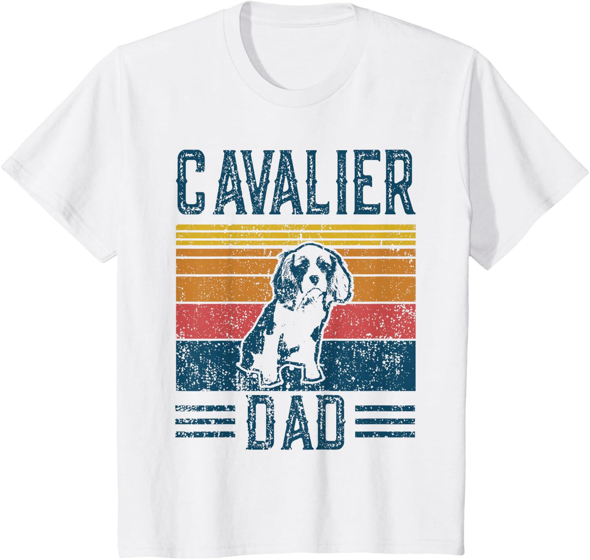 Dog | Cavalier King Charles Spaniel - Vintage Cavalier Dad T-Shirt - White