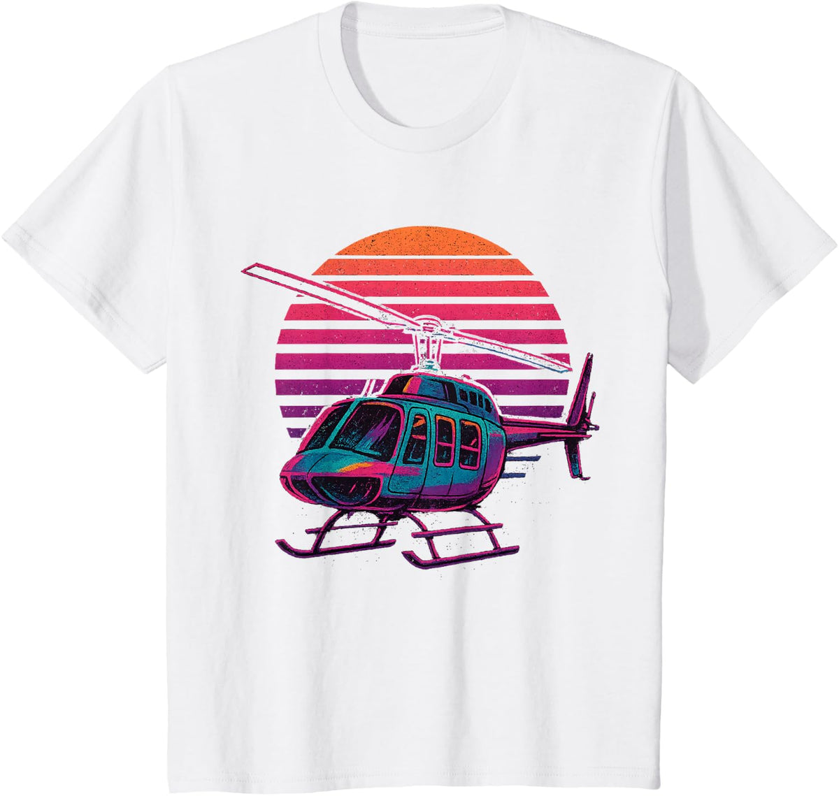 Helicopter Vaporwave T-Shirt - White