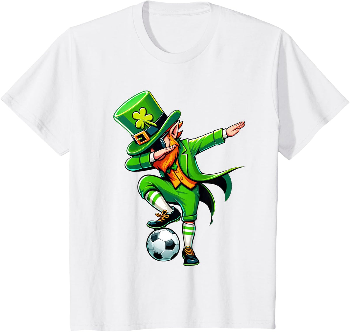 Leprechaun Playing Soccer St Patricks Day Sport Mens Boys T-Shirt - White