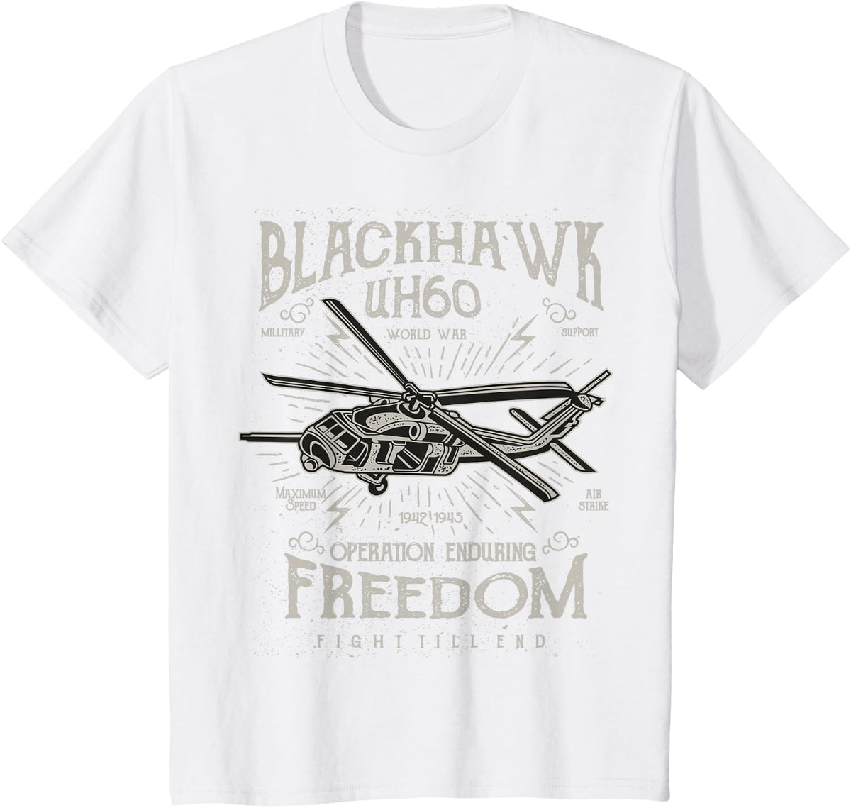 Air-Force Pilot Aviator Army T-Shirt USAF Black-Hawk T-Shirt - White