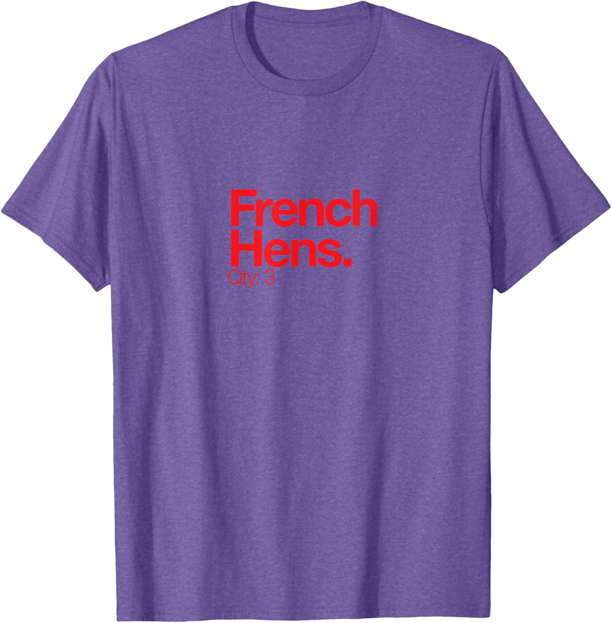 French Hens Q 3 Minimalist 12 Days Of Christmas T-Shirt - Purple Heather
