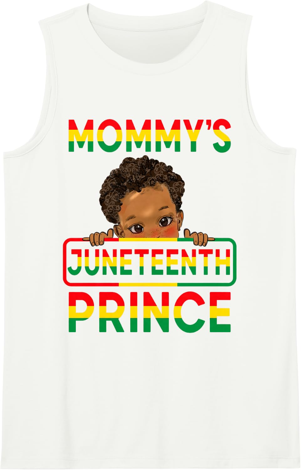 Mommy's Juneteenth Prince Cute Melanin Kids Black Boys Sleeveless Tank Top - White