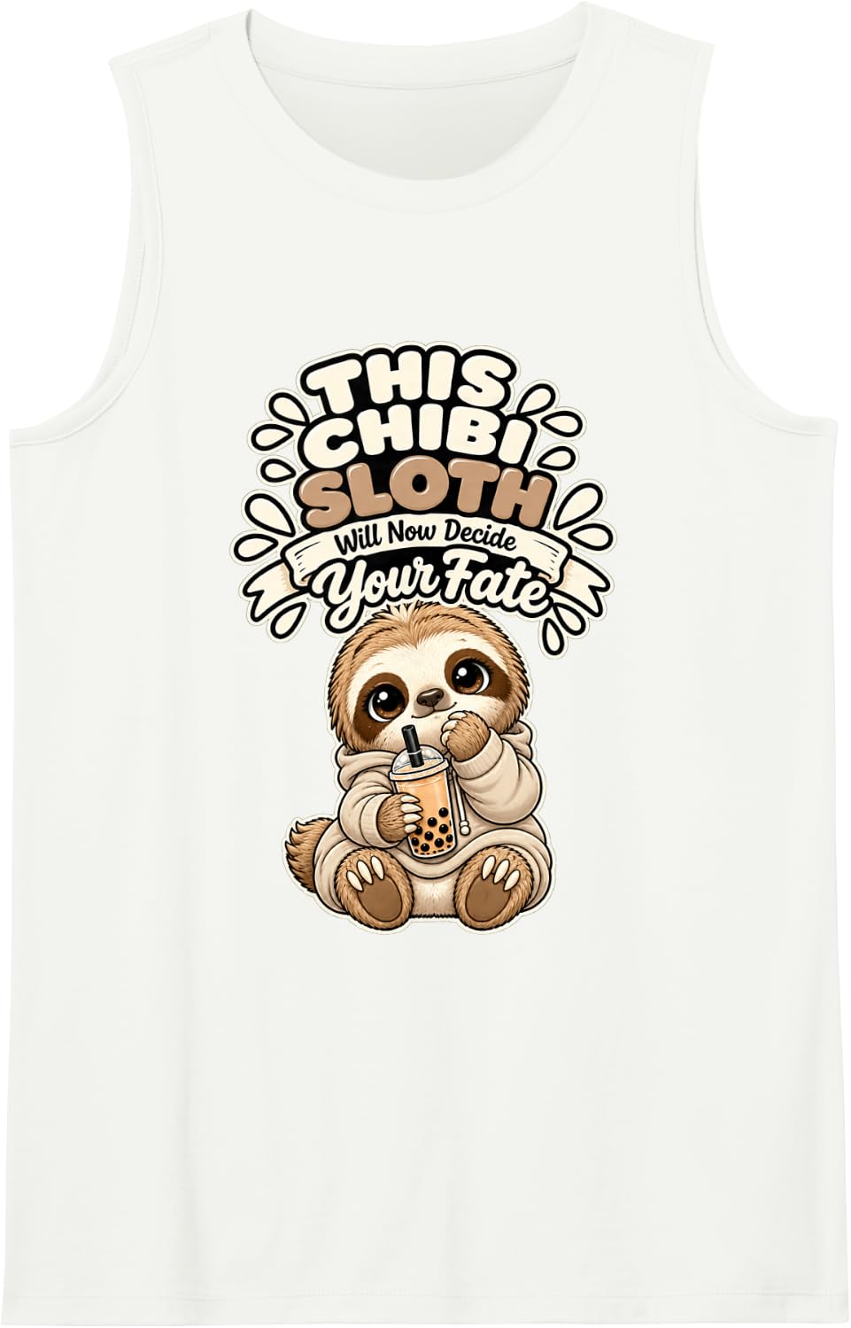 Chibi Sloth Funny Fate Kawaii Tank Top - White