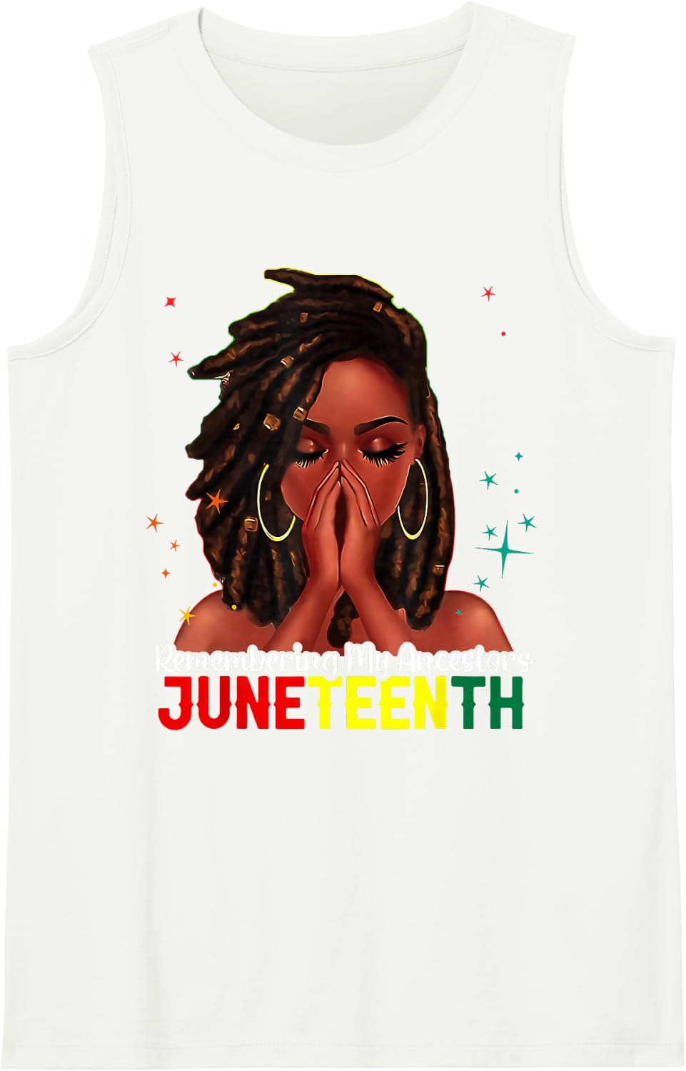 Black Woman Girls Remembering My Ancestors Juneteenth Sleeveless Tank Top - White