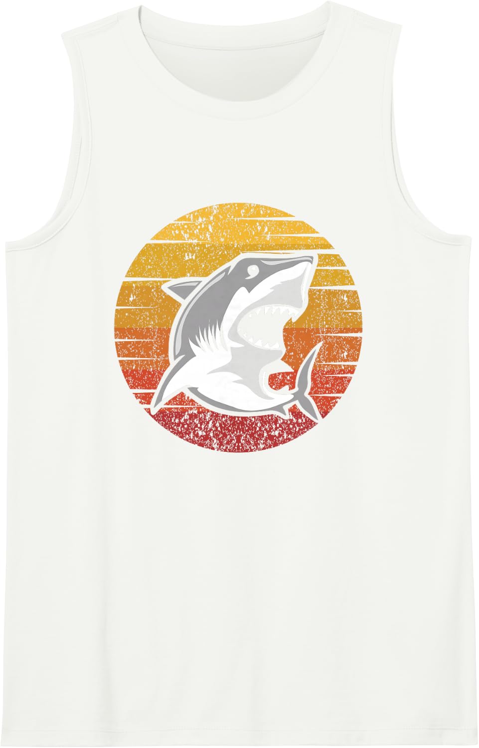 Retro Hammerhead White Whale Lover Shark Sleeveless Tank Top - White