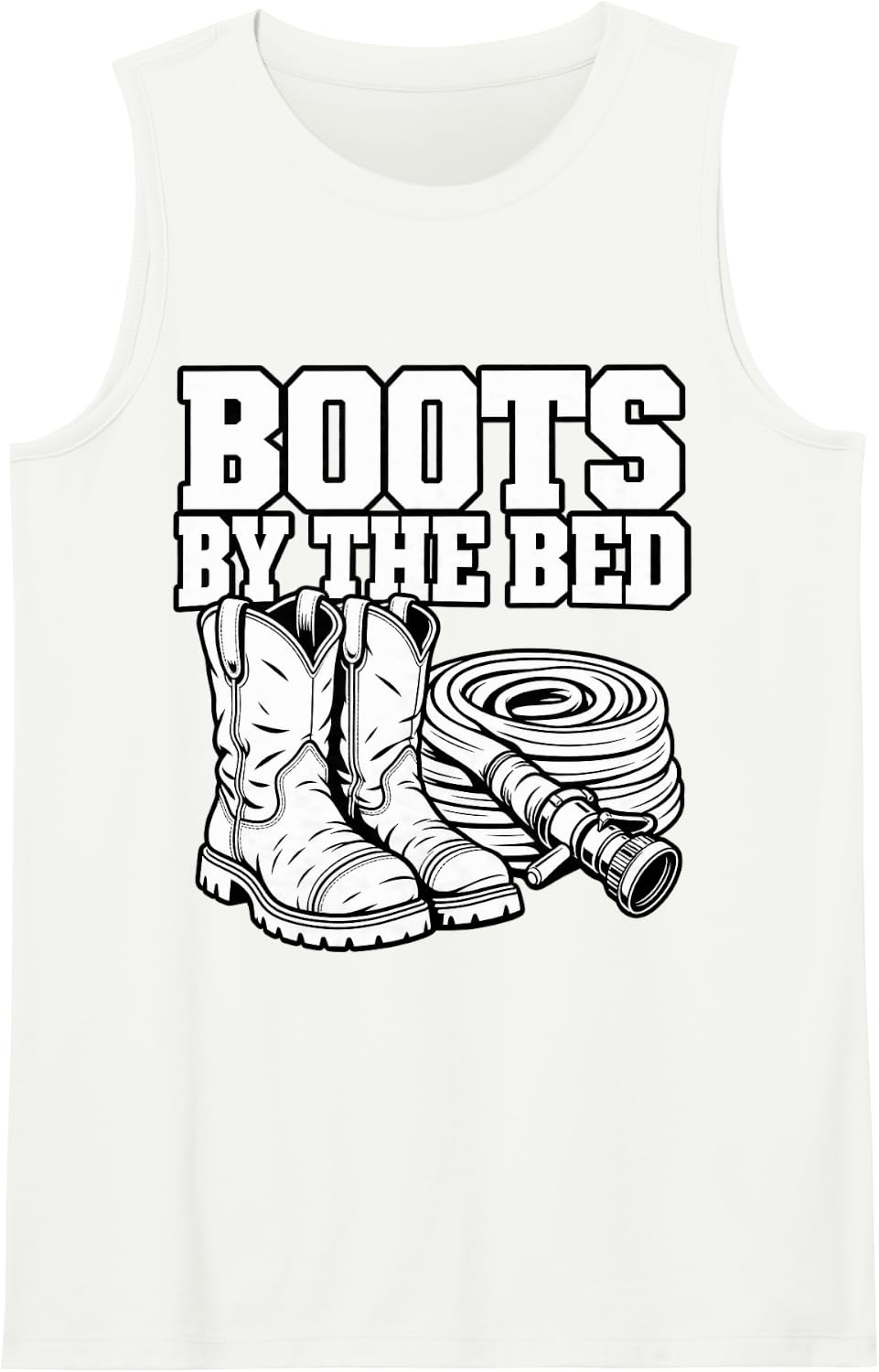 Volunteer Firefighter Boots By The Bed Hose Rescue Fans Sleeveless Tank Top - White