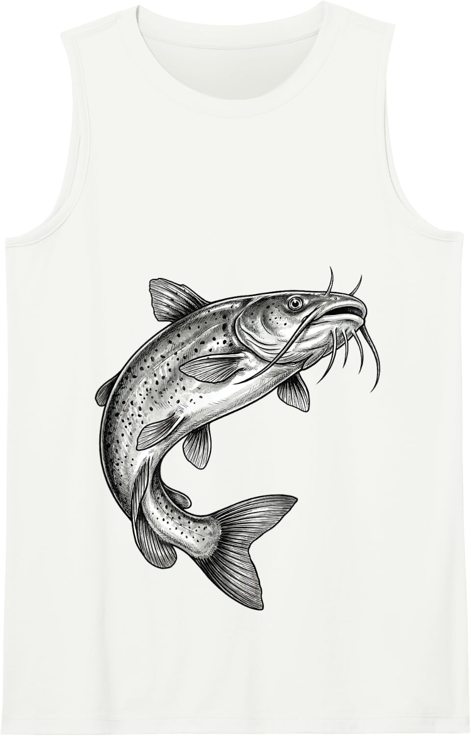 Vintage Channel Catfish Fishing Fisherman Angler Tank Top - White