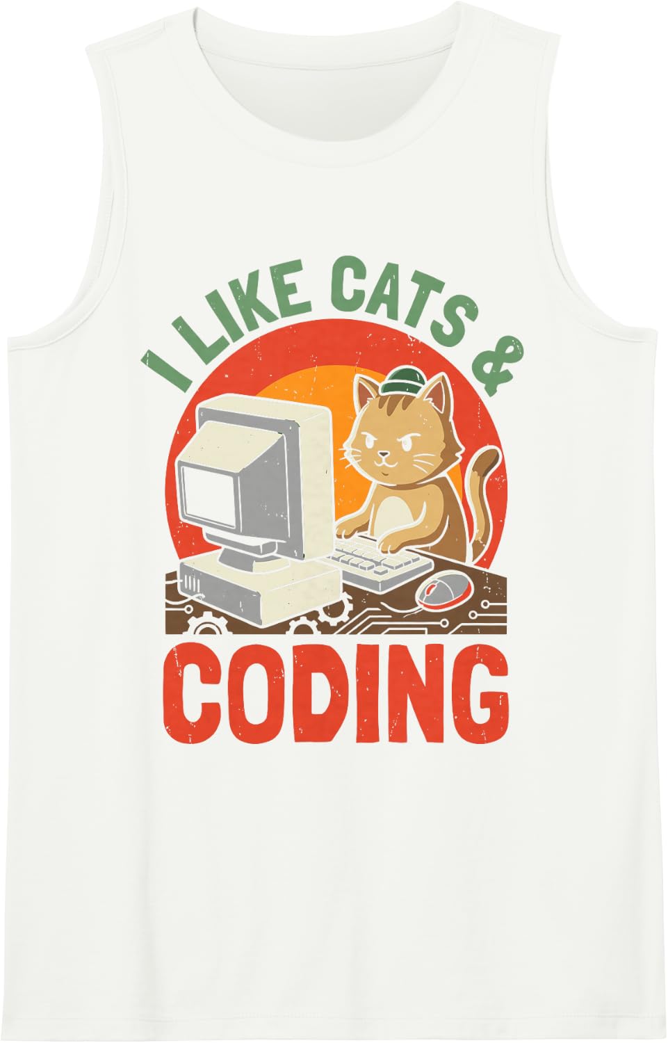 I Like Cats & Coding Software Engineer Programmer Developer Sleeveless Tank Top - White