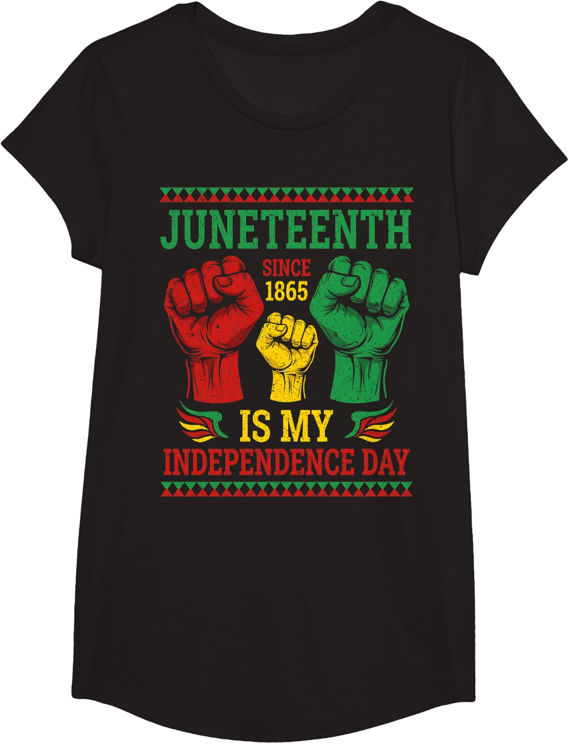 Juneteenth is My Independence Day Since 1865 T-Shirt Tees for Women Men Kids - Girls Black