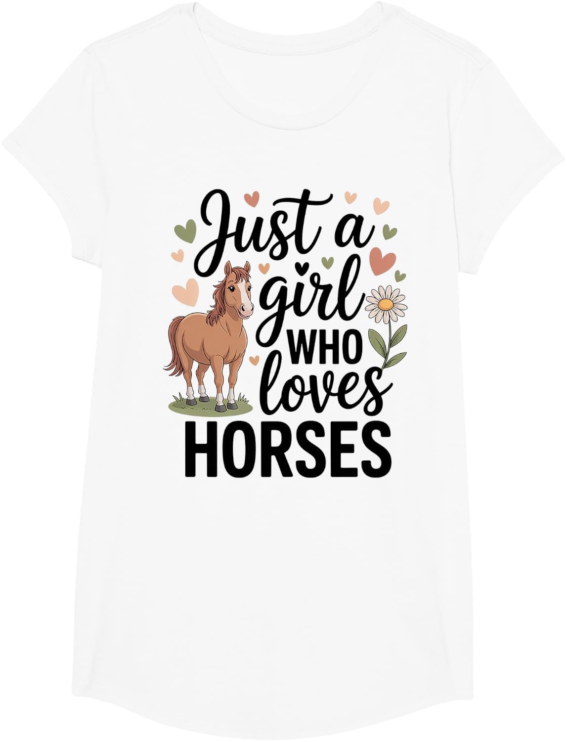 Horse Riding for Girls Women - Just a Girl Who Loves Horses T-Shirt - Girls White