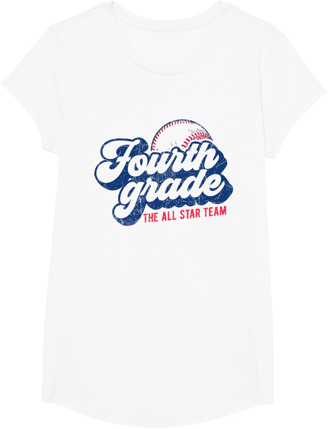 Fourth Grade Baseball Theme Back to School 4th Grade T-Shirt - Girls White
