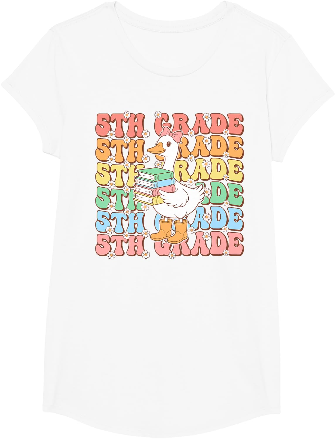 Groovy Goose 5th Grade Back to School Teacher Student T-Shirt - Girls White
