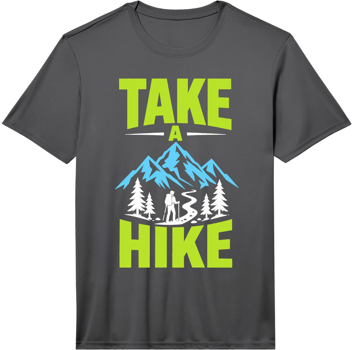 Men's Take A Hike Mountain Hiking Camping Nature Outdoors Performance T-Shirt - Asphalt Grey