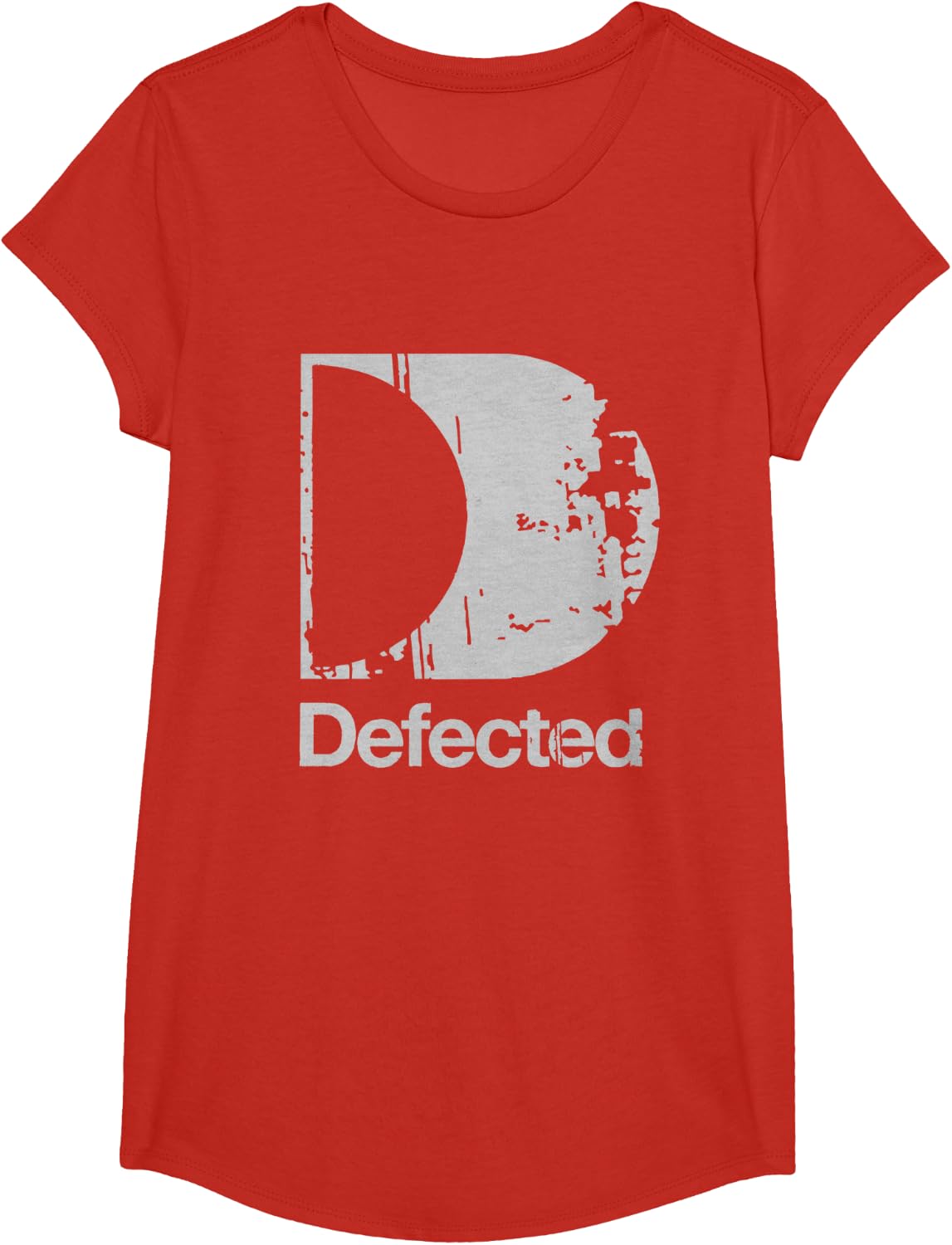 Defected Classic D Light Grey Print T-Shirt - Girls Red