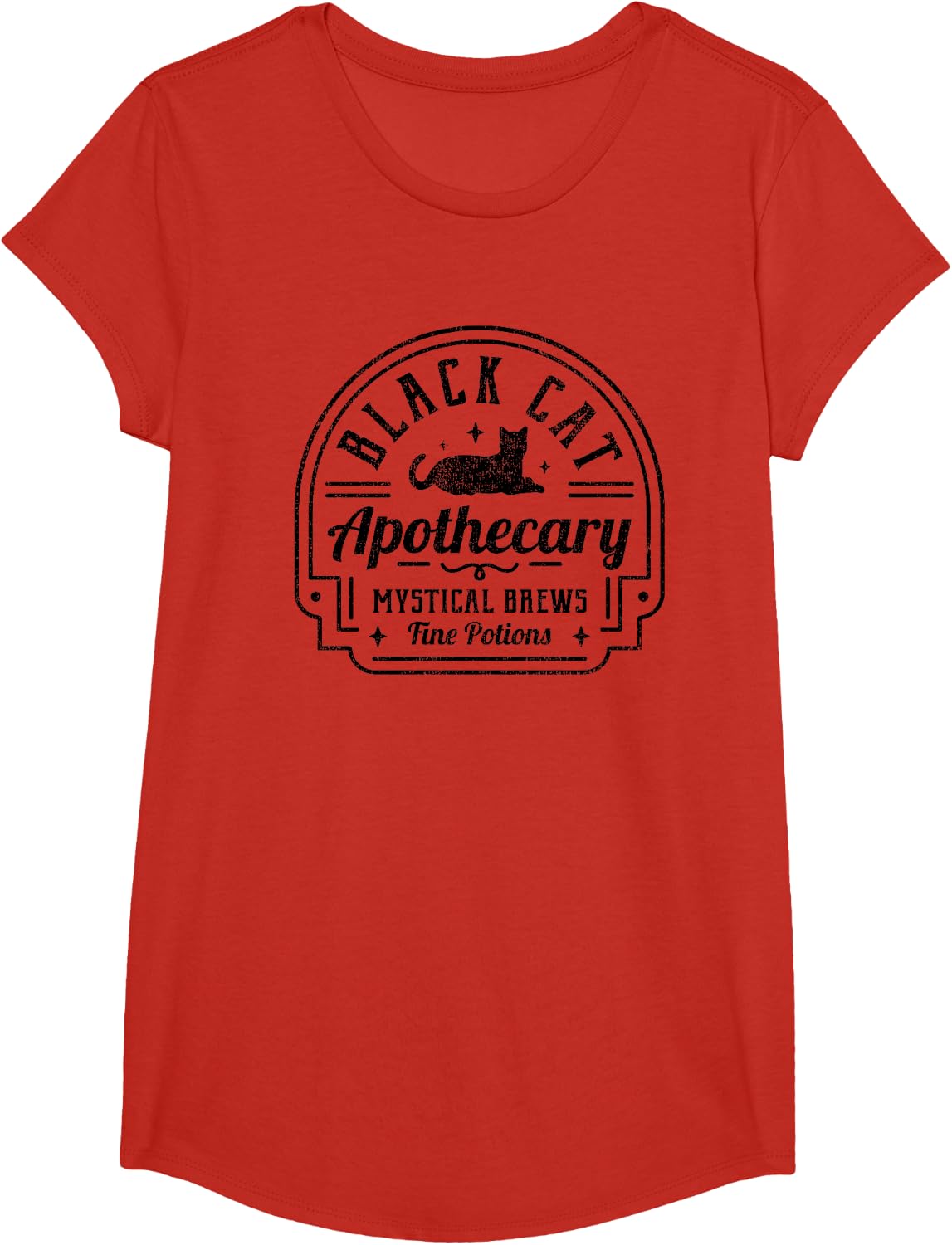 Black Cat Pharmacist T-Shirt - Girls Red