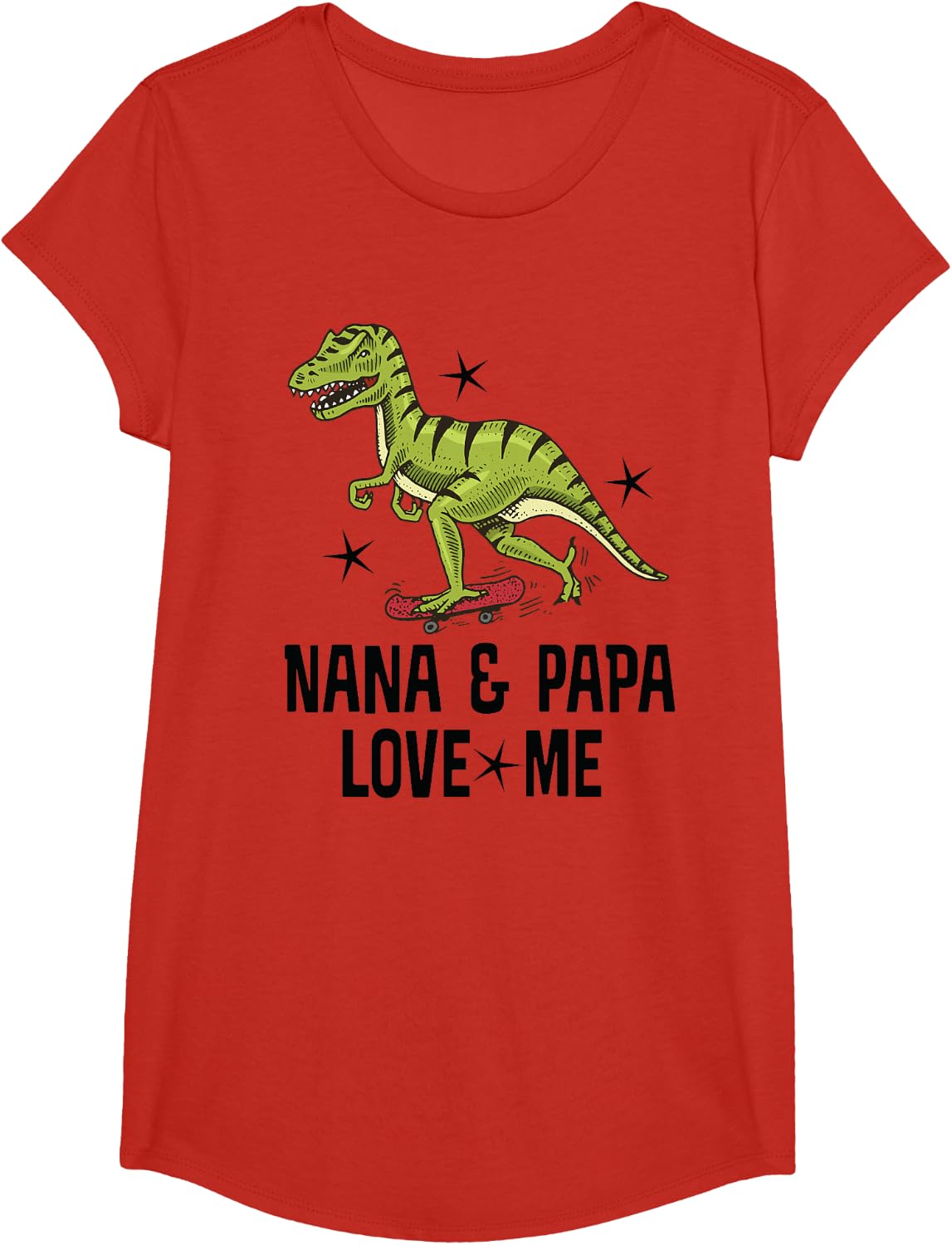 Nana and Papa Love Me Grandson Dinosaur T-Shirt - Girls Red