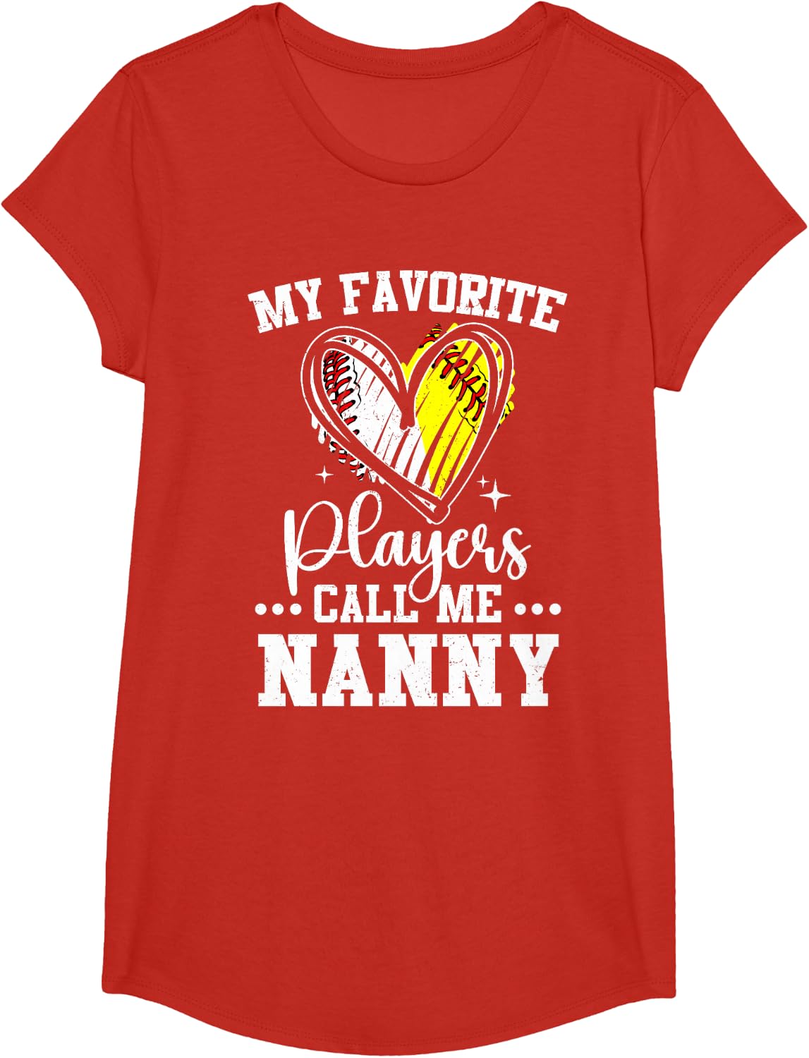 My Favorite Baseball Softball Players Call Me Nanny T-Shirt - Girls Red