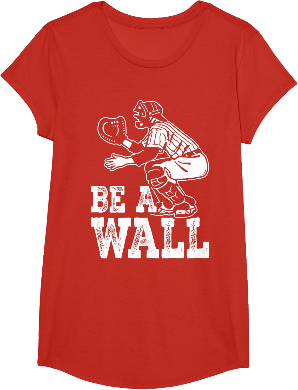 Be A Wall Baseball Catchers Themed T-Shirt - Girls Red