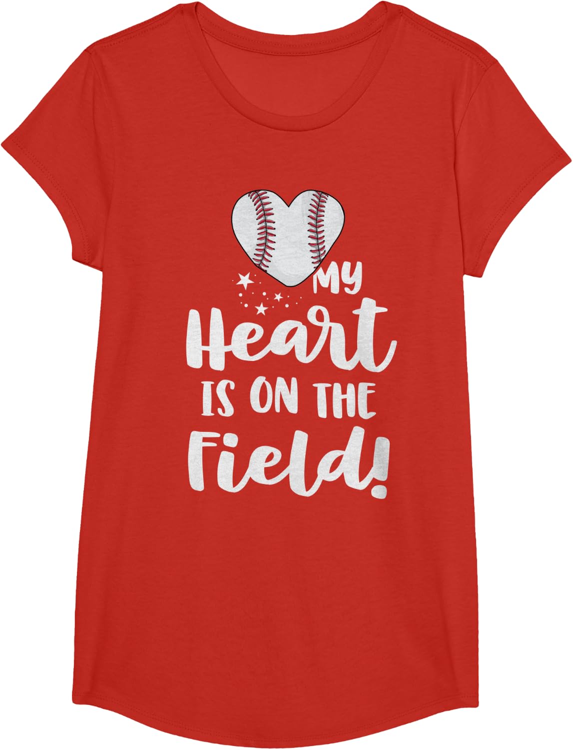 My Heart is on the Field Baseball Shirt for Mom Softball T-Shirt - Girls Red