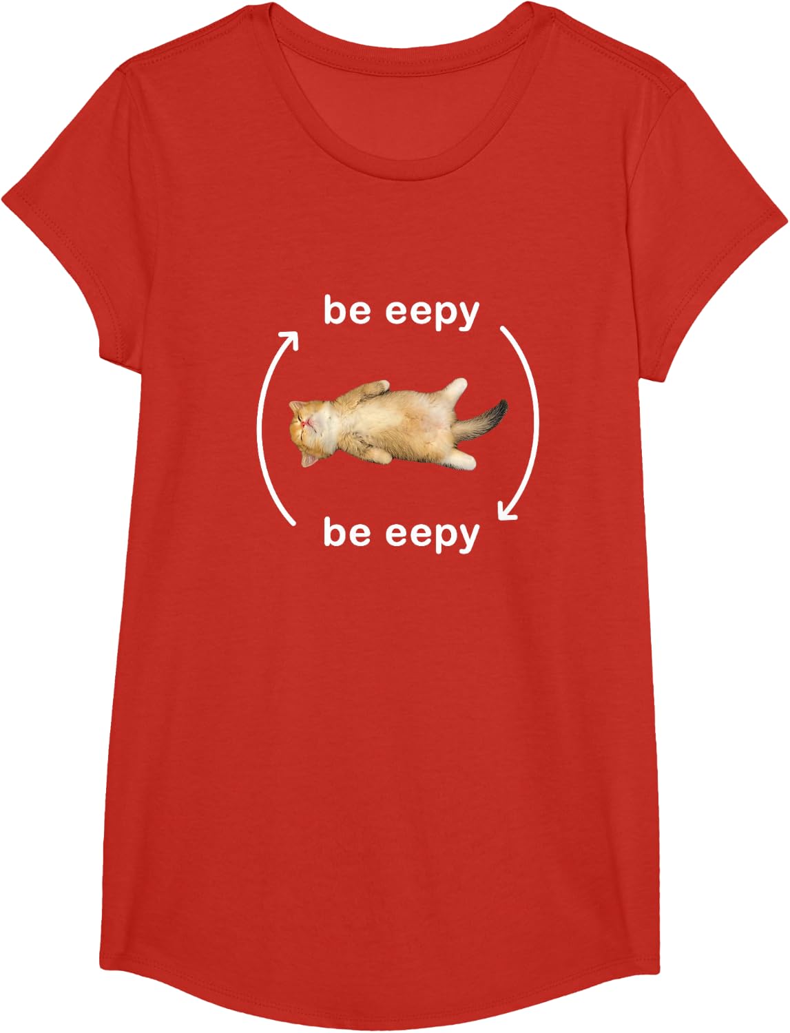 Be Eepy Silly Sleepy Cat Meme T-Shirt - Girls Red