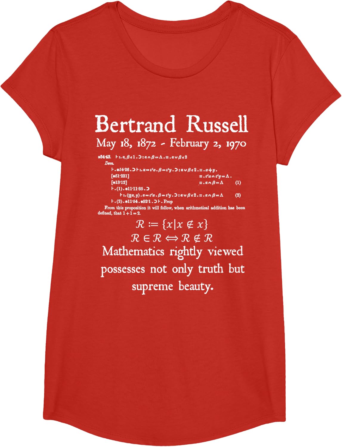 Nerdy Vintage Bertrand Russell Logic Algebra Math Teacher T-Shirt for Men Women Kids - Girls Red