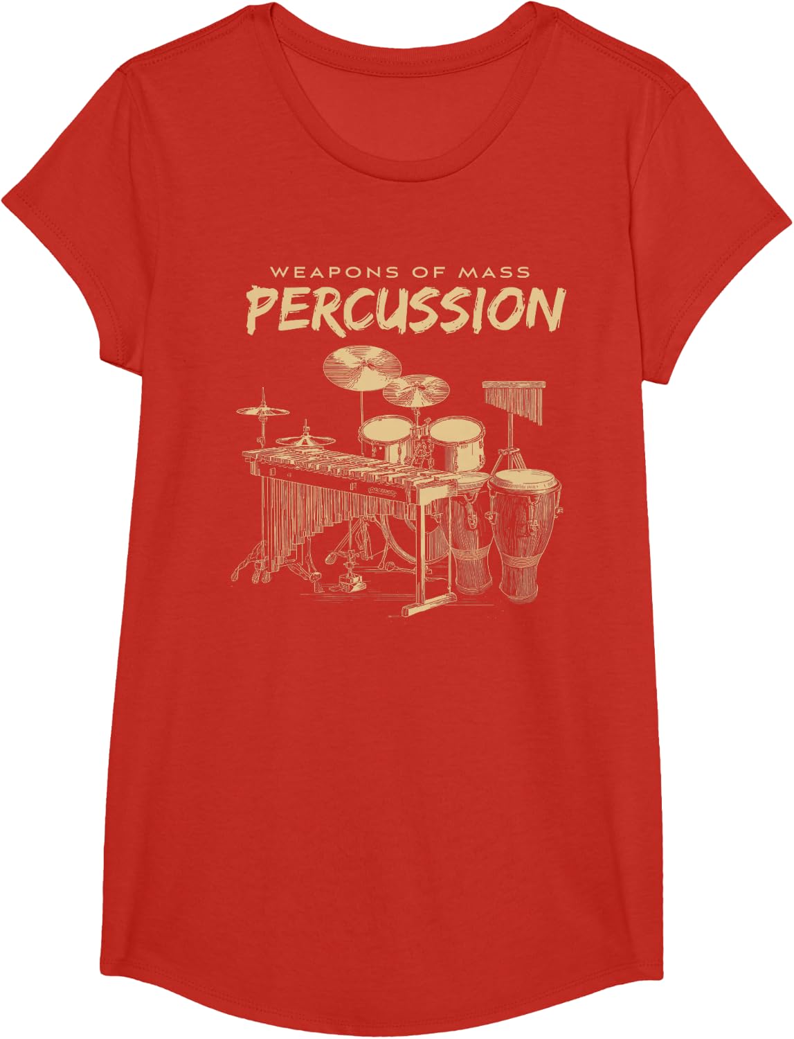 Drums and Percussion for Drummer T-Shirt - Girls Red