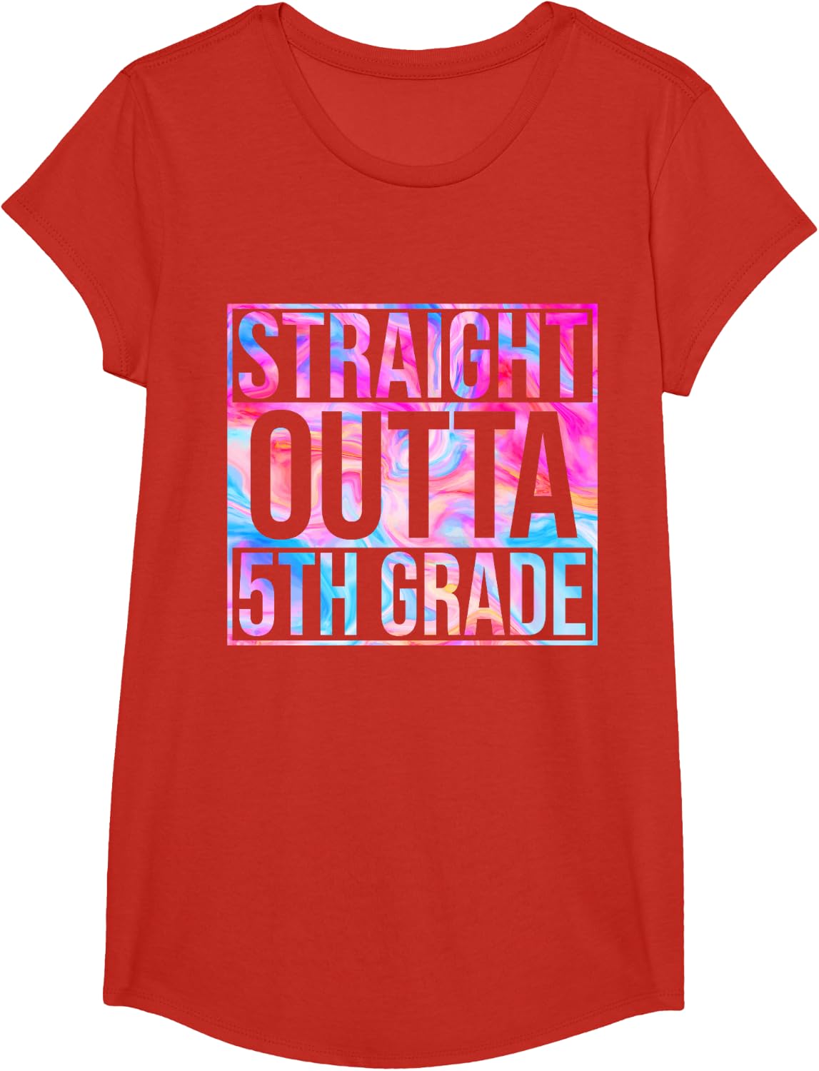 Straight Outta Fifth Grade 5th Grade Back To School T-Shirt - Girls Red