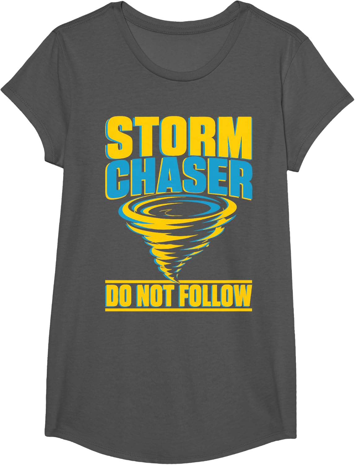 Funny Tornado Storm Chasing T-Shirt - Girls Asphalt Grey